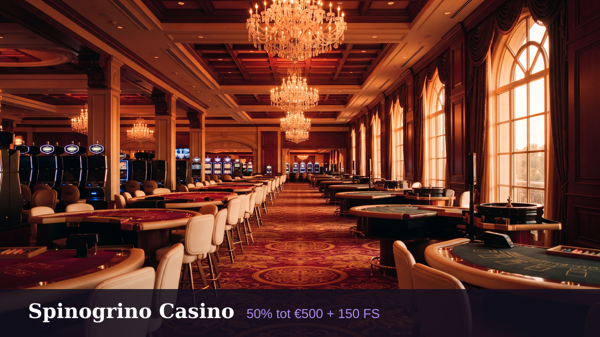 Spinogrino Casino � welkomstbonus 50% tot �500 + 150 FS, betalingen: Visa, Mastercard, Skrill, Paysafecard, Revolut