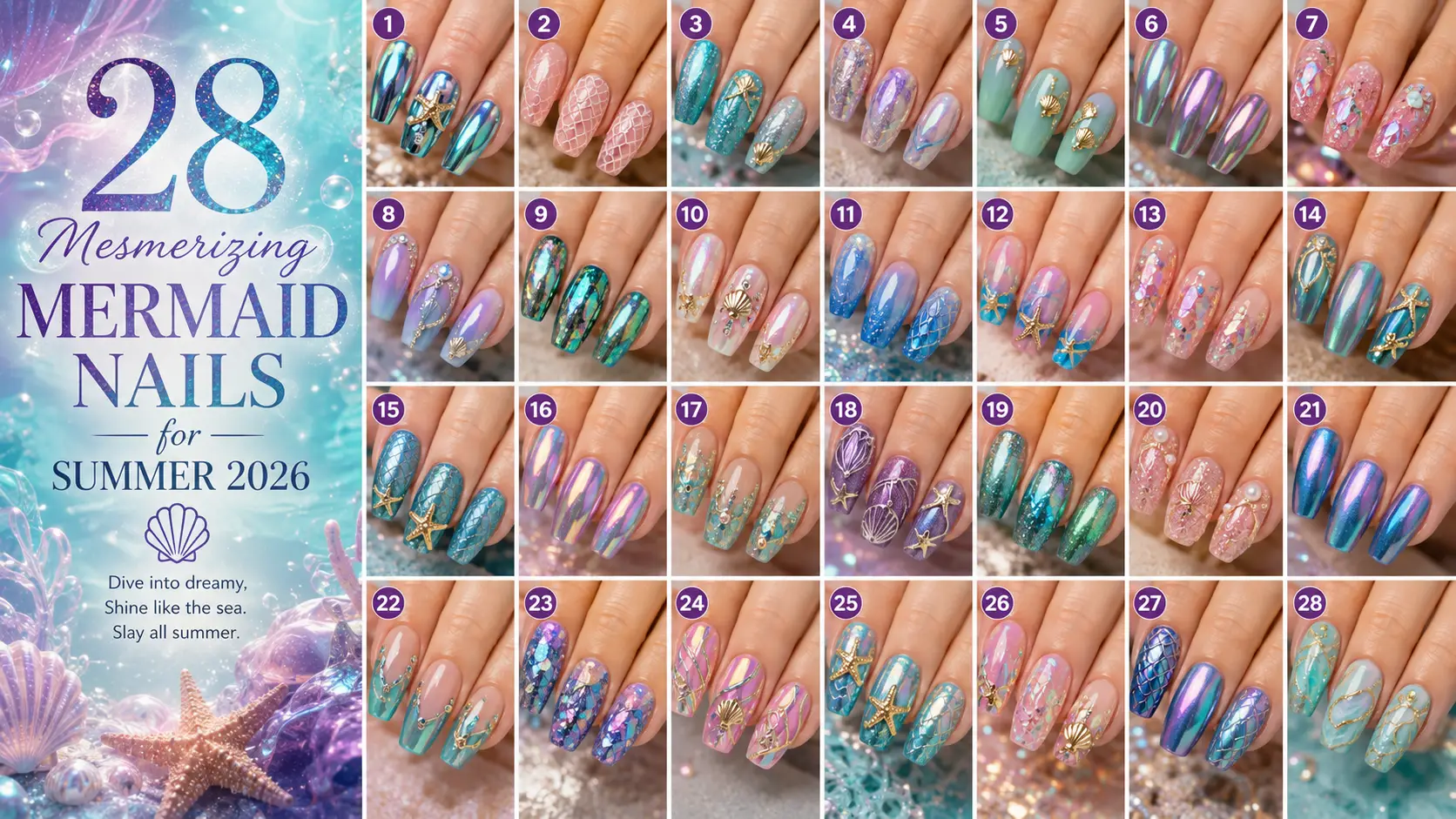 28 Mesmerizing Mermaid Nails for Summer 2026