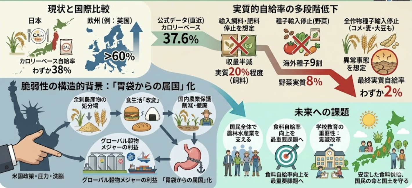 国民の命を守り、国土を守るには、どんな事態でも最低限の食料を安定的に国民に供給できる、それを支える国内の農林水産業が持続できることが不可欠である。まさに「農は国の本なり」、国家安定の要である。