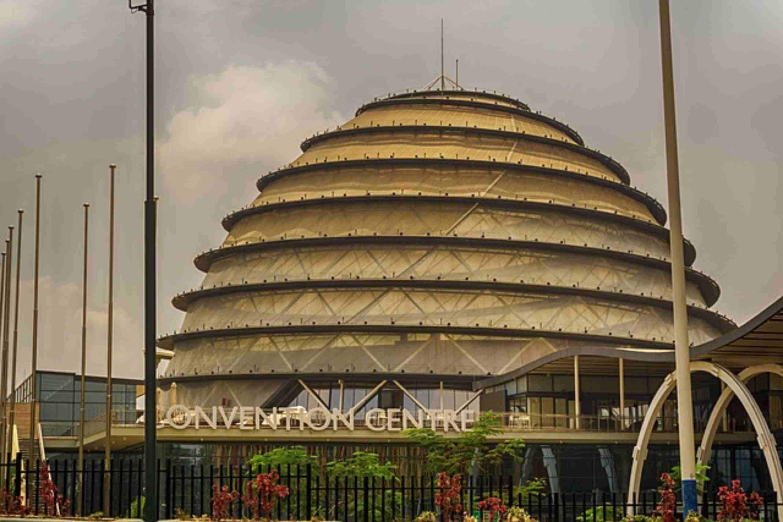 An image showing the Radisson Blu Hotel and Convention Centre in Kigali, Rwanda, it's unique tiered dome design.