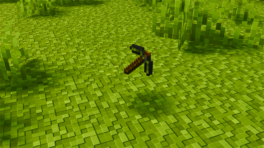 pickaxe on grass