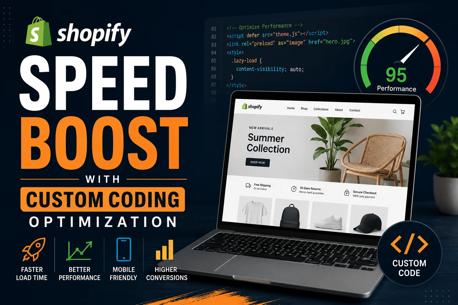 Shopify Website Speed Optimization with Custom Coding