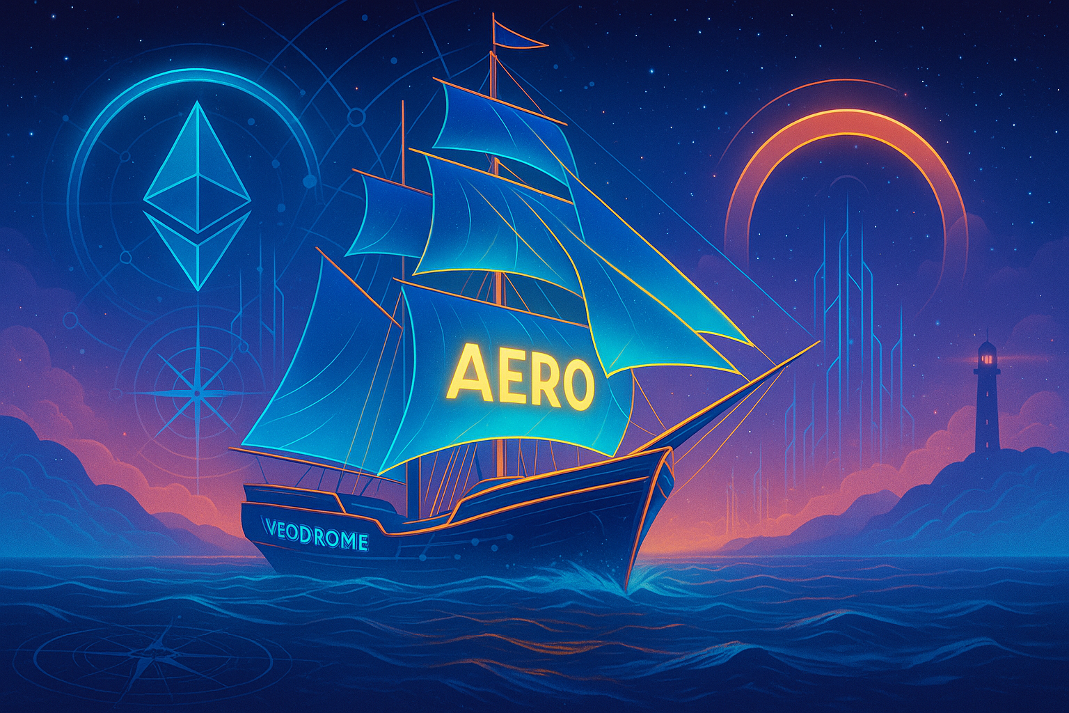 Illustration of Aerodrome and Velodrome merging into Aero DEX, expanding to Ethereum and Circle’s Arc