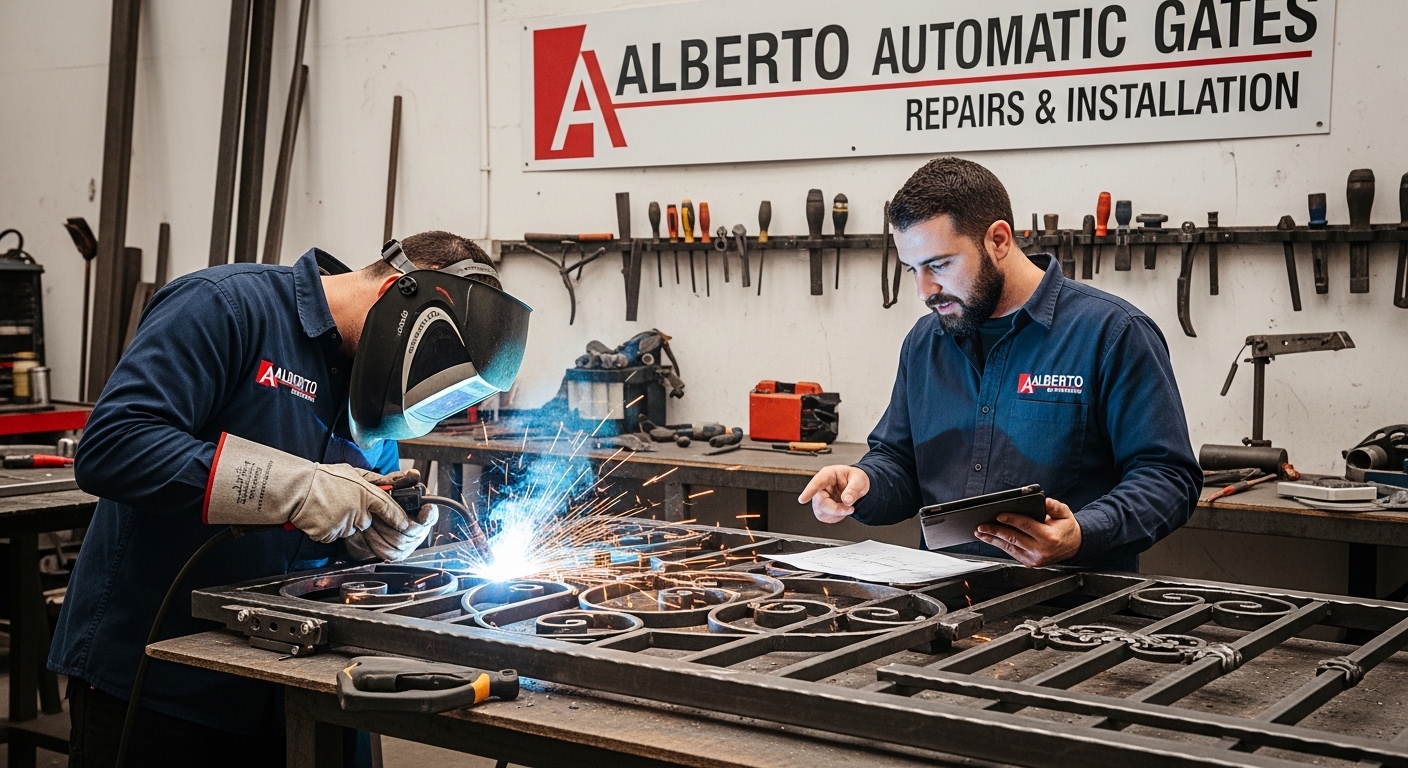 Alberto technician working on a gate
