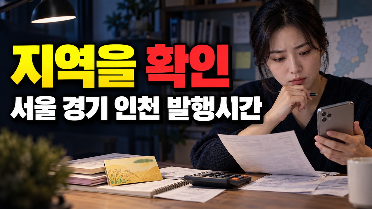 이미 다른 지역을 샀다면 농할상품권 10만원 한도 더 살 수 있을까에서 보는 농할상품권 서울 경기 인천 9월 16일 발행시간 관련 핵심 정보를 상징적으로 보여주는 썸네일 이미지