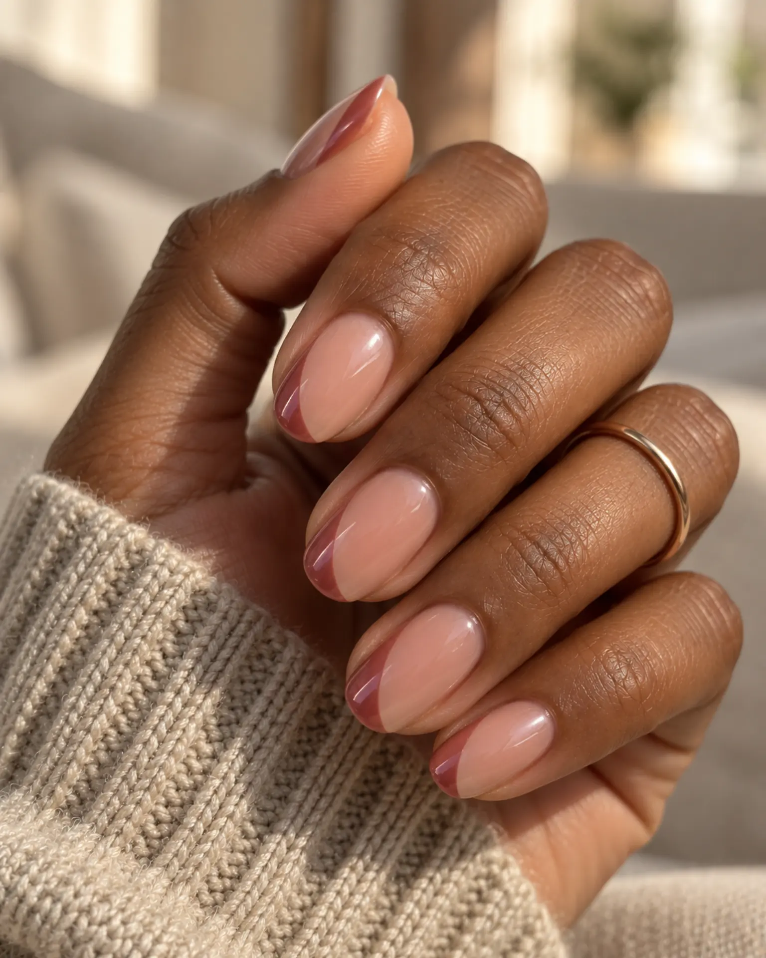 Rose Nude Side French manicure inspiration for work nail ideas