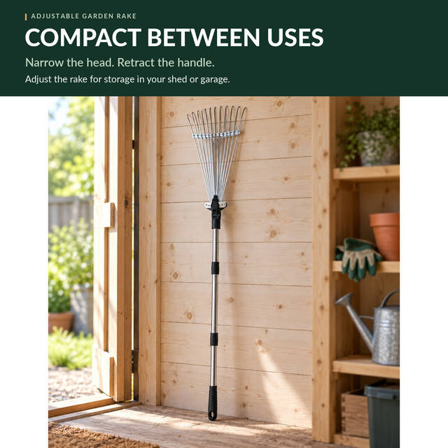 Compact Telescopic Leaf Rake Storage