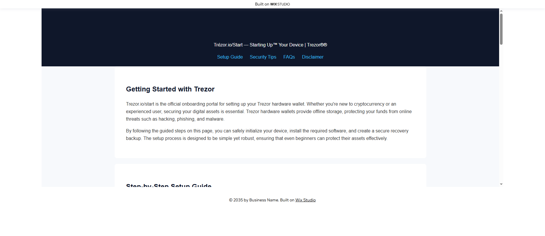 Stored capture of homepage-trezureio.wixstudio.com