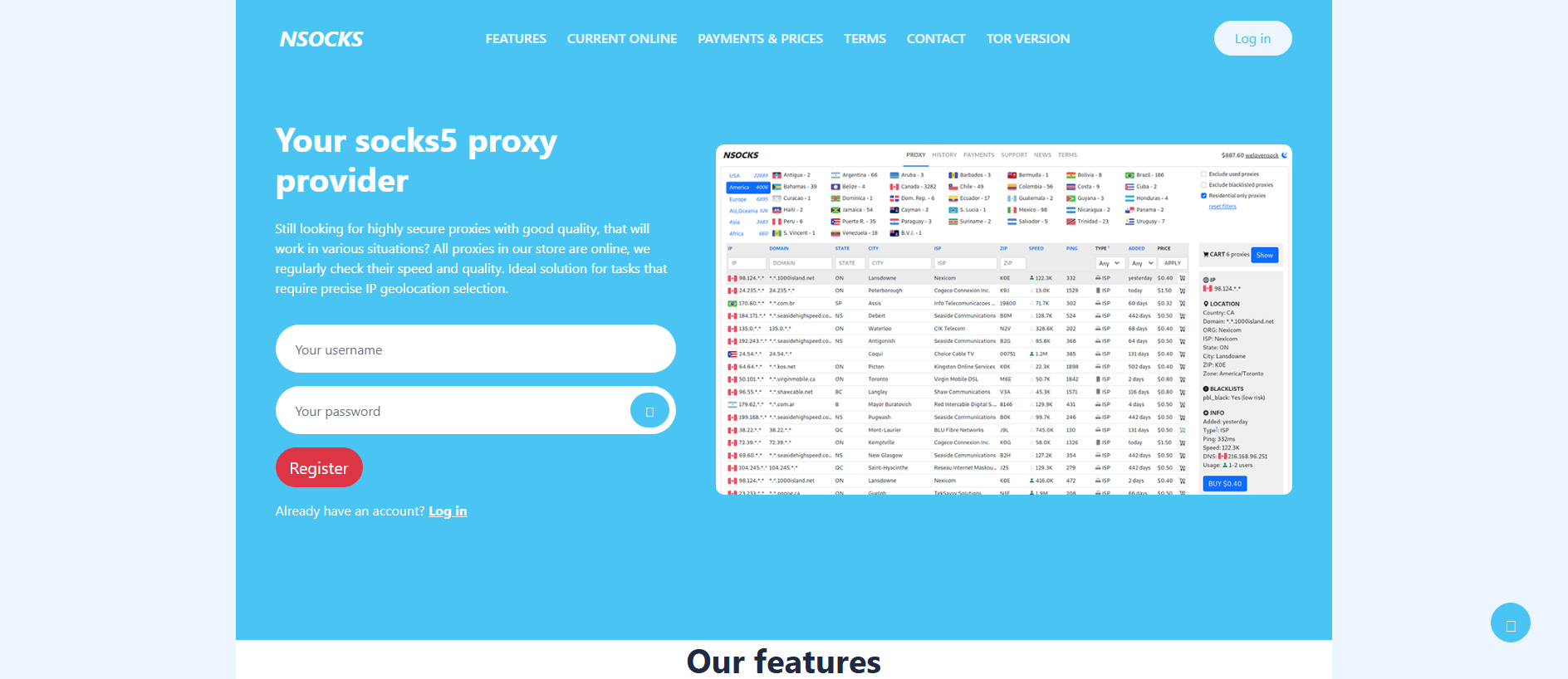 Screenshot of https-nsocks.net
