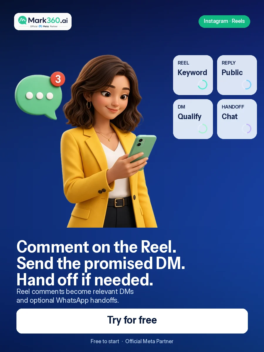 Instagram Reels Comment-to-DM: Turn Reel Reach into Conversations (and WhatsApp Closers) — 2026 Guide — Try Mark360 free