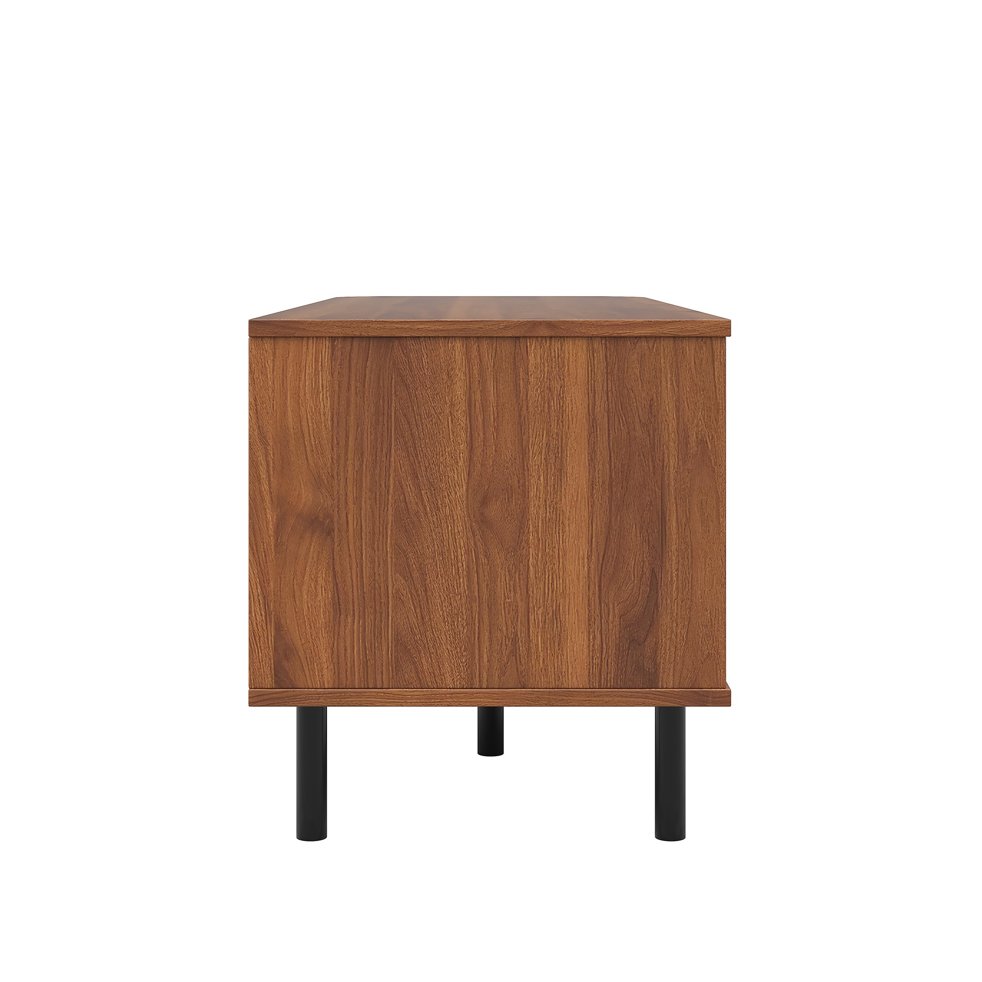 Table Basse Noyer, Rangement, Portes Coulissantes, Design Moderne, Angles Arrondis, Structure Robuste - 110x40x55cm - Salon 6