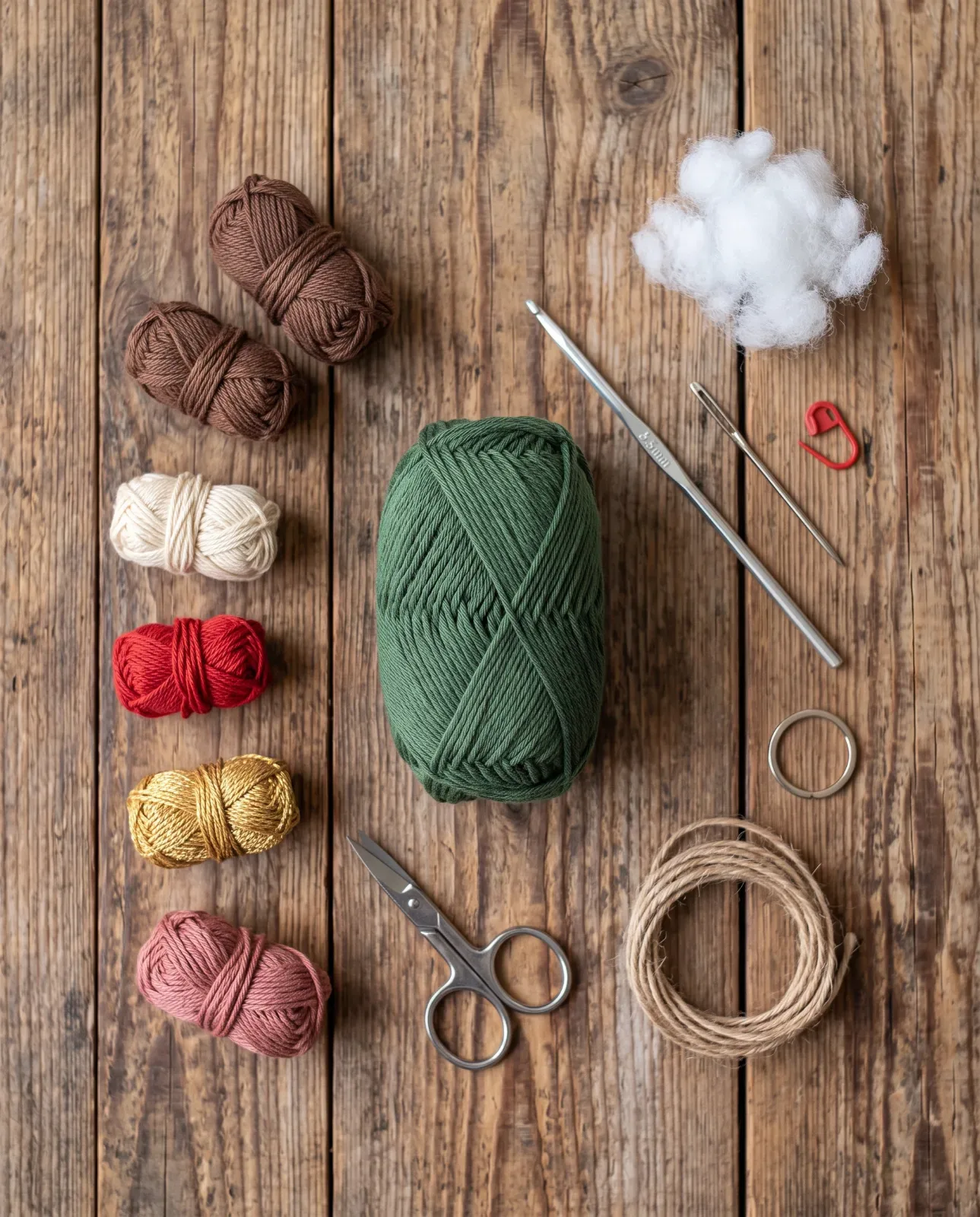 Mini Crochet Christmas Tree Ornament crochet materials and tools