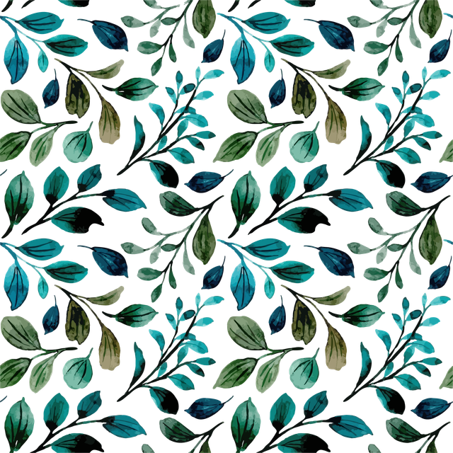 Watercolor Green Leaves Seamless Pattern Botanical Leafy Vector Background.png