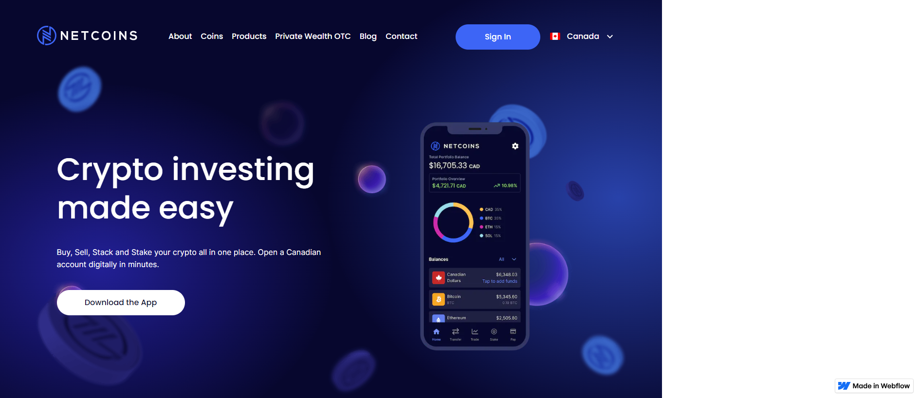 Stored capture of netcoins-login-sso-ca-x.webflow.io