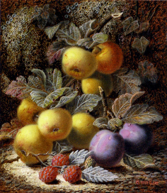 Clare-Oliver-Still-Life-With-Apples-Plums-And-Raspberries