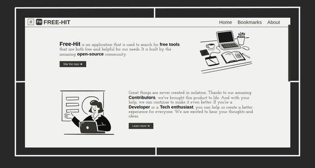 home page of the website