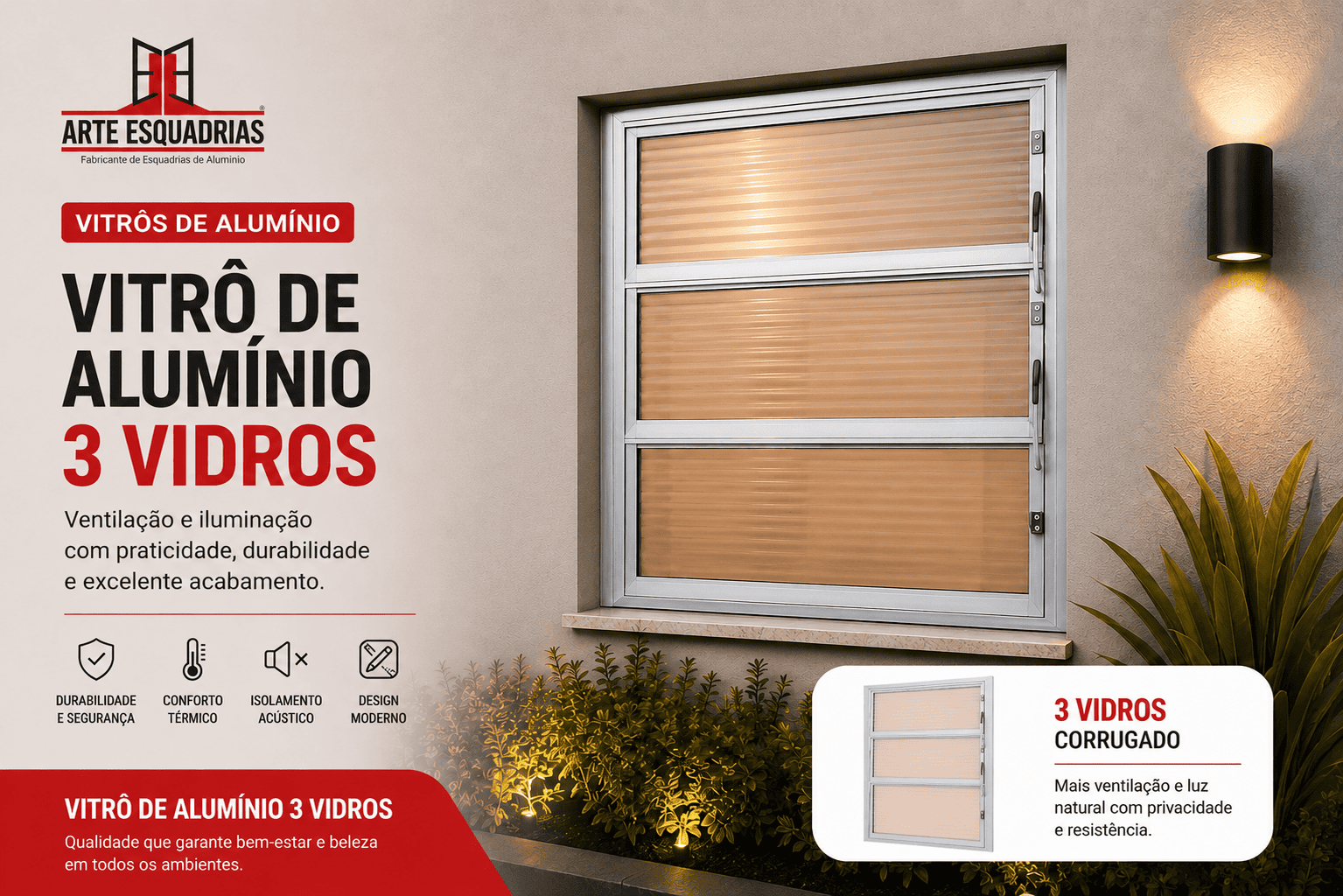 Vitrô de Aluminio 3 vidros