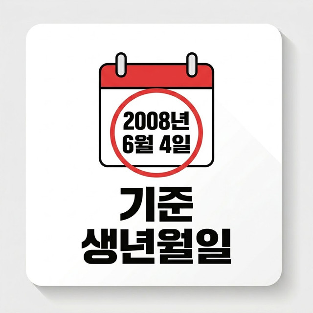 2008년 6월 4일 기준 생년월일