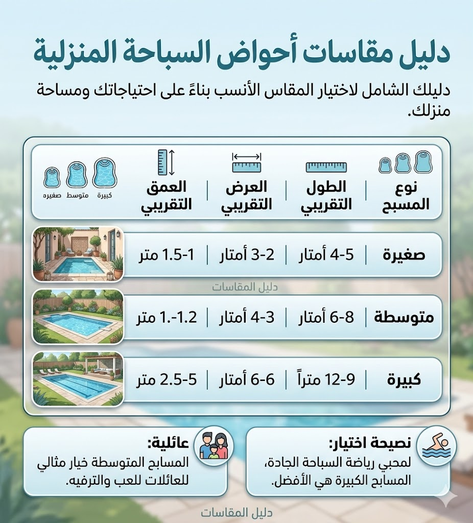 مقاسات احواض السباحة المنزلية