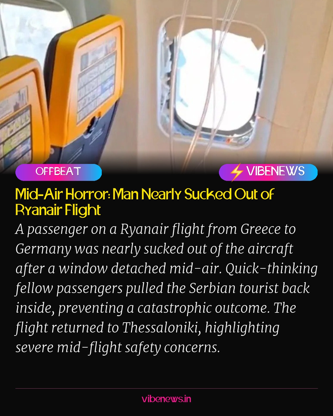 Mid-Air Horror: Man Nearly Sucked Out of Ryanair Flight