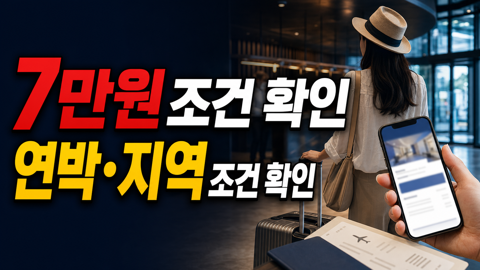 숙박세일 페스타 3만원 말고 7만원 받는 사람은? 연박·지역 조건 확인 관련 핵심 정보를 상징적으로 보여주는 썸네일 이미지
