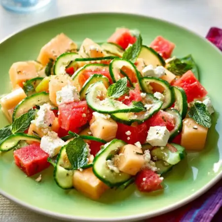 Cucumber Melon Feta Salad: Experience Sweet & Salty Bliss