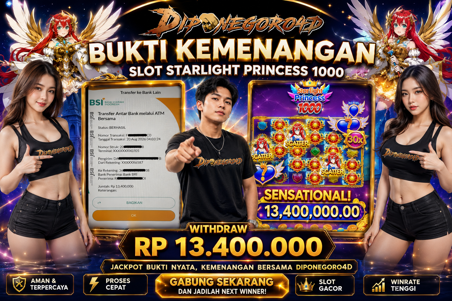 DIPONEGORO4D JACKPOT STARLIGHT PRINCESS 1000 Rp.13.400.000.,- LUNAS