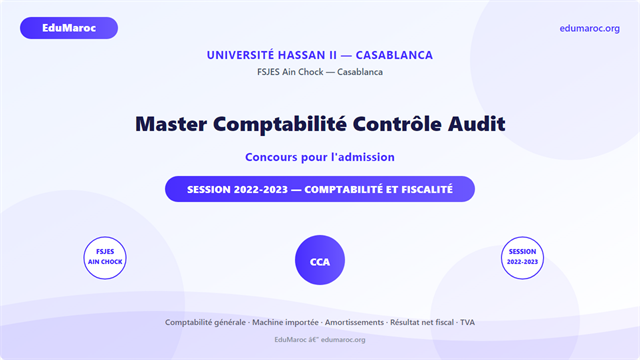 Master Comptabilité Contrôle Audit (CCA) — FSJES Ain Chock 2022-2023