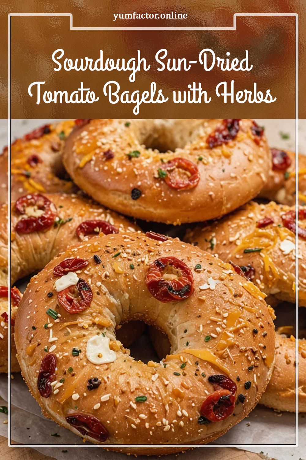 Sourdough Sun-Dried Tomato Bagels with Herbs and Cheese