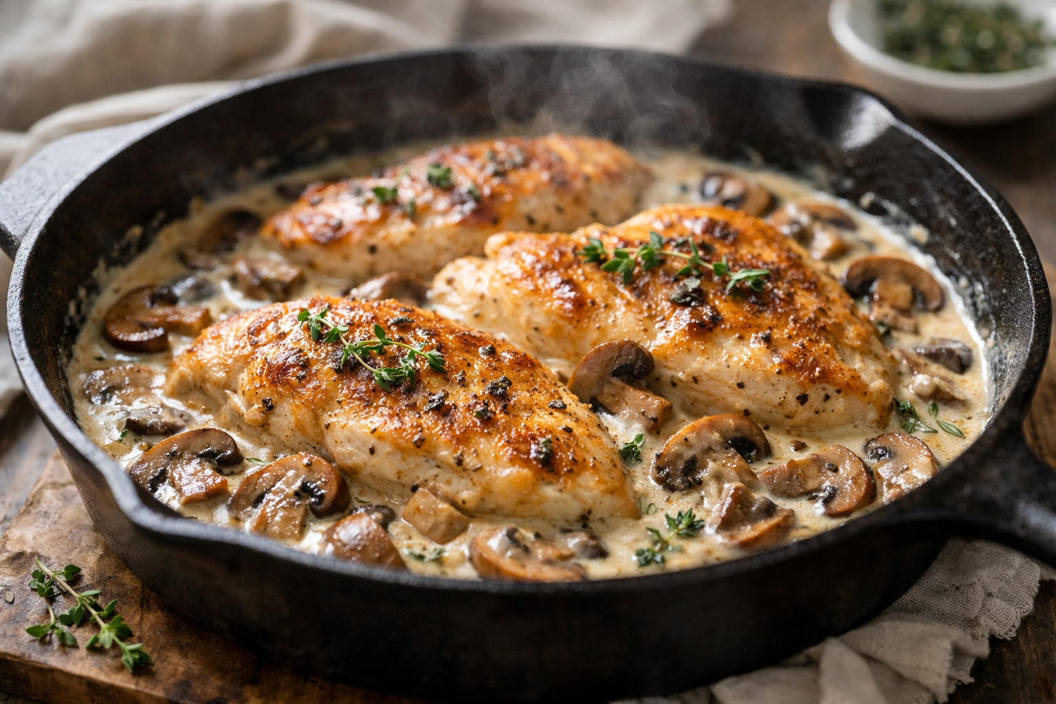 Creamy Chicken and Mushroom Skillet (Easy Dinner)