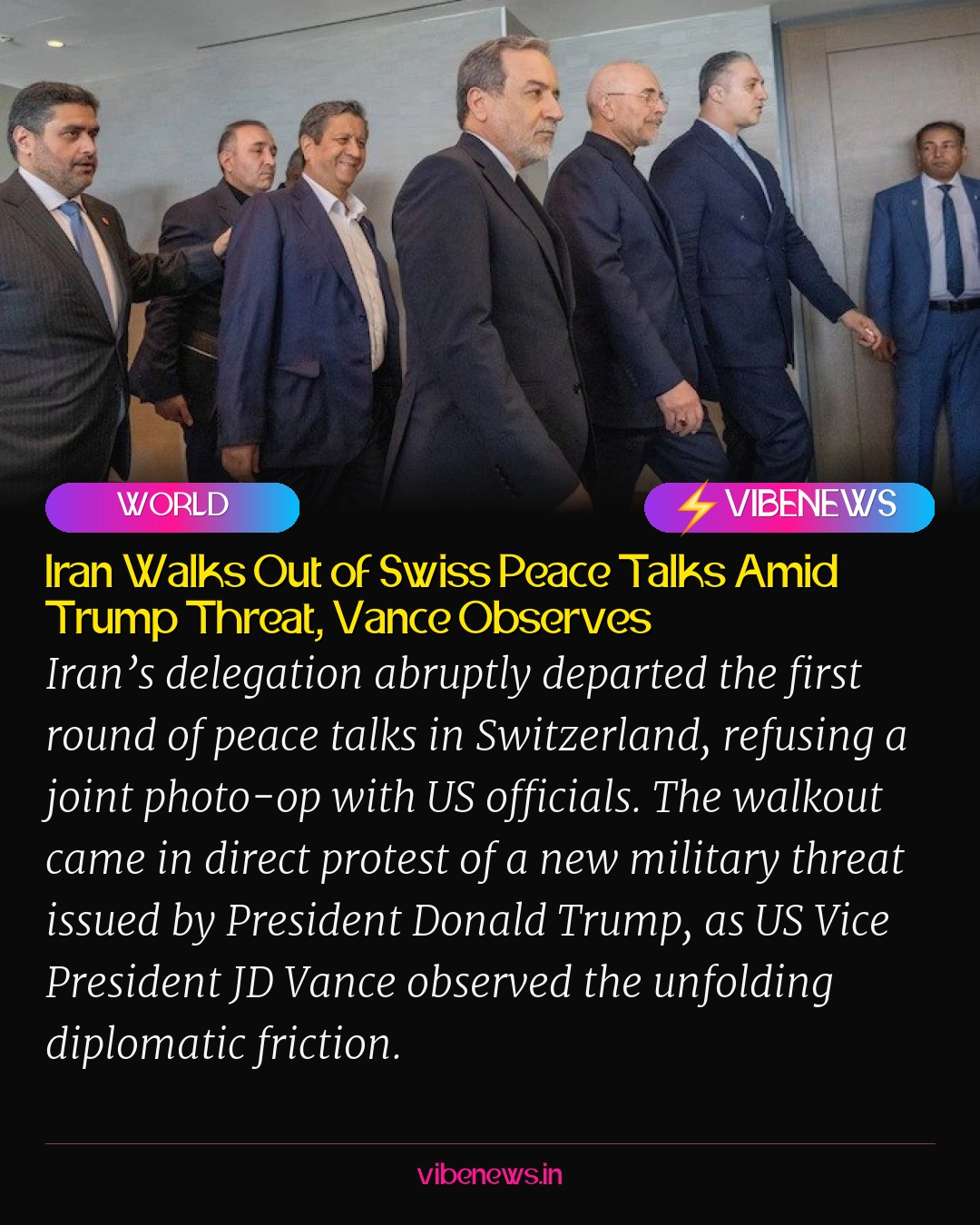 Iran Walks Out of Swiss Peace Talks Amid Trump Threat, Vance Observes