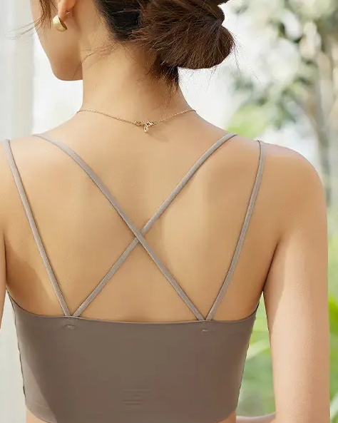 Cross-Back Strappy Seamless Bralette – Double-Strap V-Neck Bralette, Side view