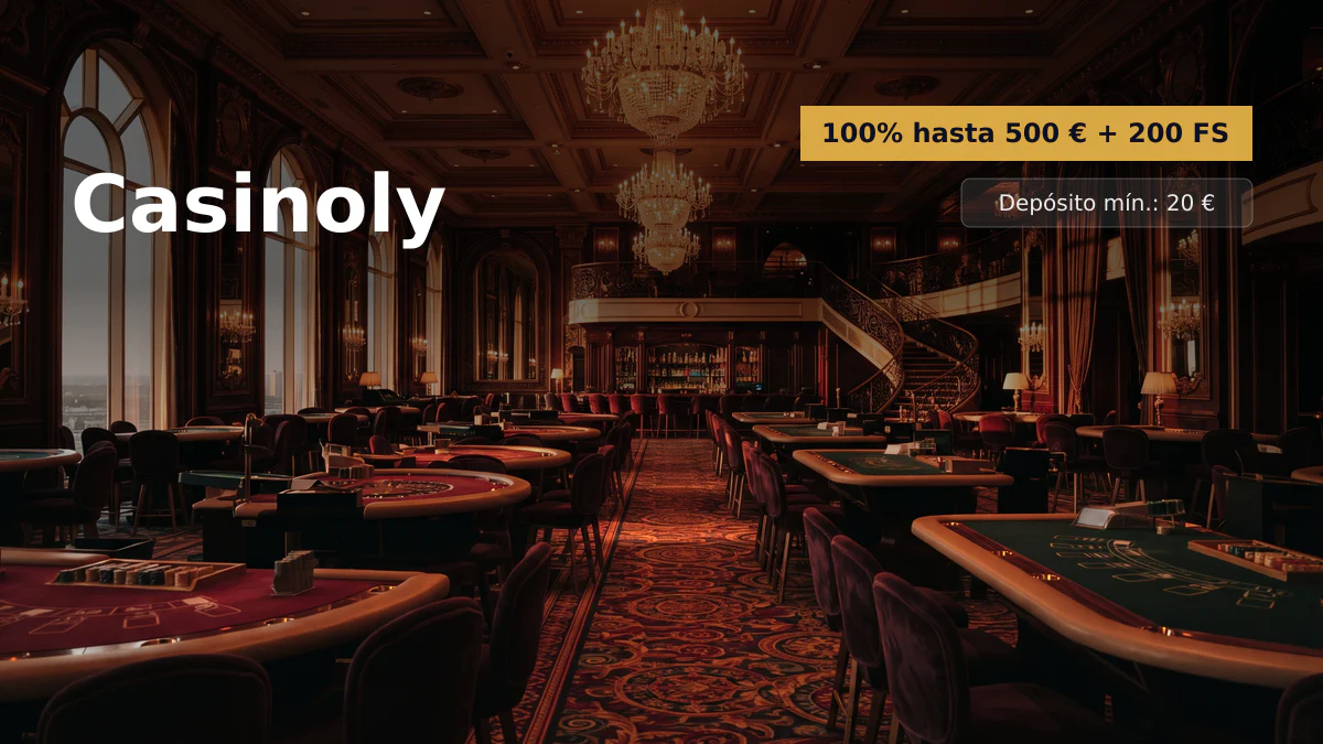 Casinoly — bono de bienvenida 100% hasta 500 € + 200 FS, pagos: Visa, Mastercard, Skrill, Neteller, Paysafecard