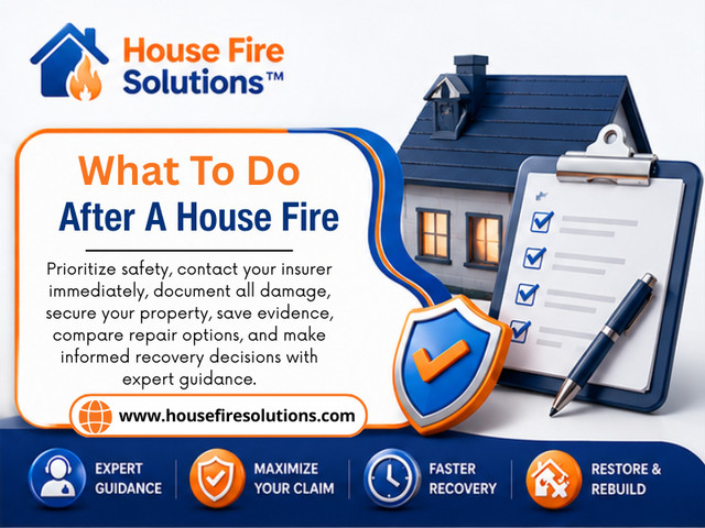 Companies like House Fire Solutions specialize in helping homeowners navigate the restoration process while minimizing additional property damage.

Official Website: https://www.housefiresolutions.com/resources/steps-after-house-fire

House Fire Solutions
Phone: (866) 934-1703

Read Our Blogs:

https://housefiresolutions.weebly.com/
https://housefiresolutions.wixsite.com/fireinsuranceclaims
https://housefiresolutionsservices.wordpress.com

More Links:

https://www.last.fm/user/firesolution
https://community.wongcw.com/housefiresolutions
https://www.buzzfeed.com/housefiresolutions