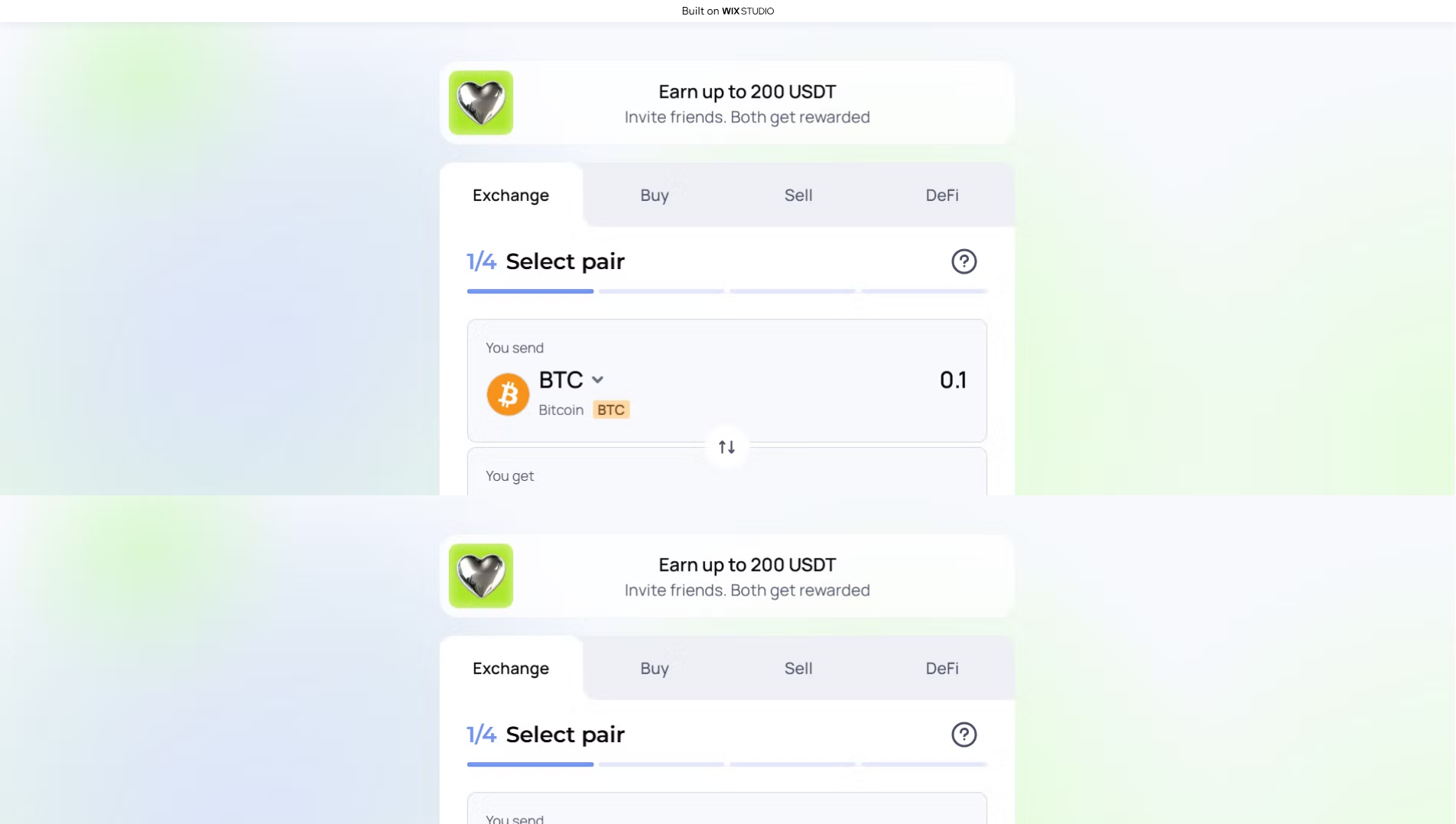 Stored capture of home-changelly.wixstudio.com
