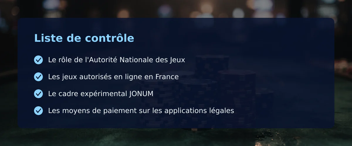 L'application casino en ligne et le cadre légal français — Liste de contrôle