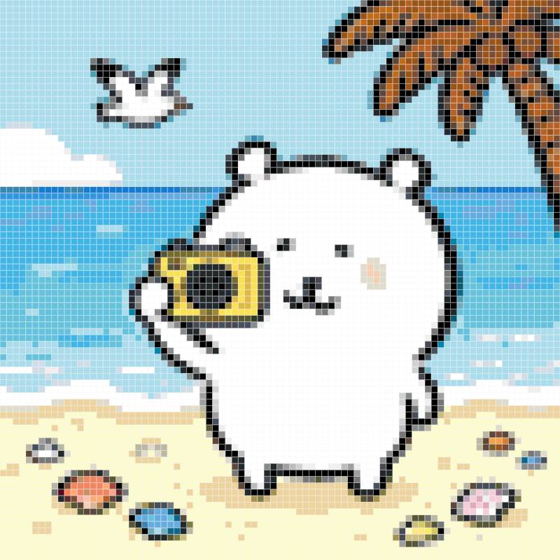 Kawaii Bear Taking Photos at the Beach