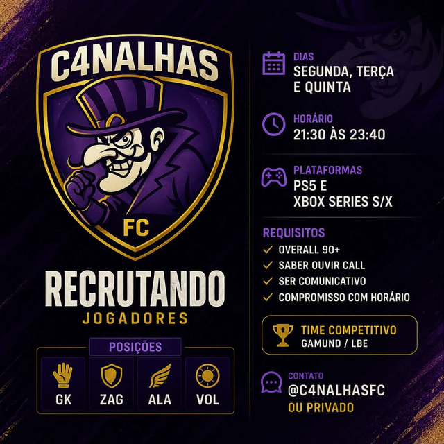 C4NALHAS PROCURA JOGADORES PARA O COMPETITIVO!!