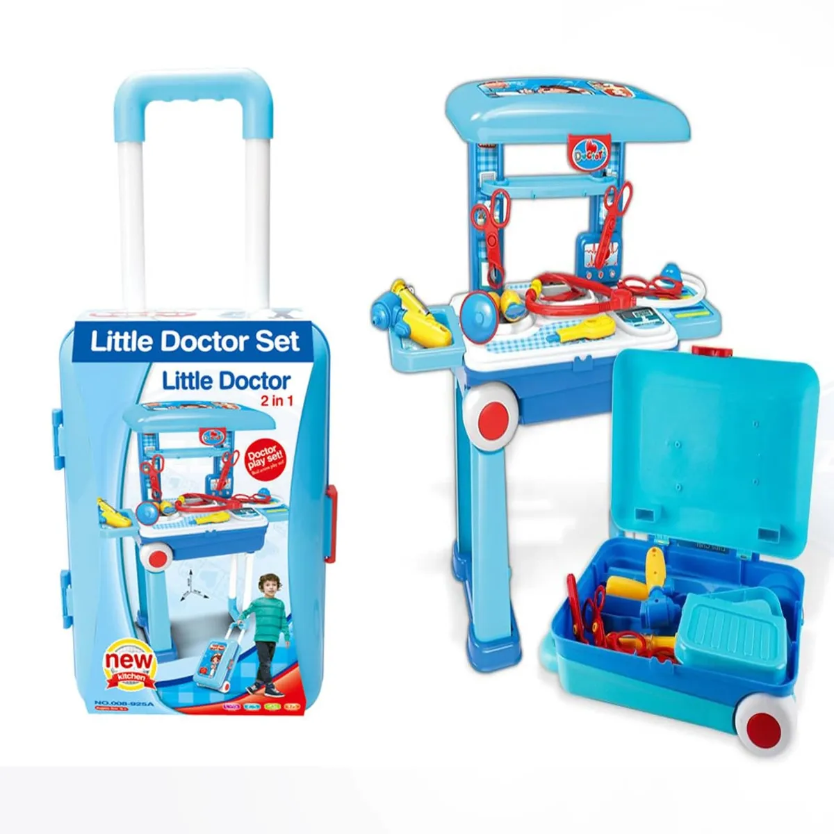 ids Doctor Play Set with Trolley Suitcase, Pretend Medical Kit for Boys & Girls, Portable Doctor Toy Set with Stethoscope, Scissors & Medical Accessories for Role Play, Ages 3+ - ToyMall Manjeri