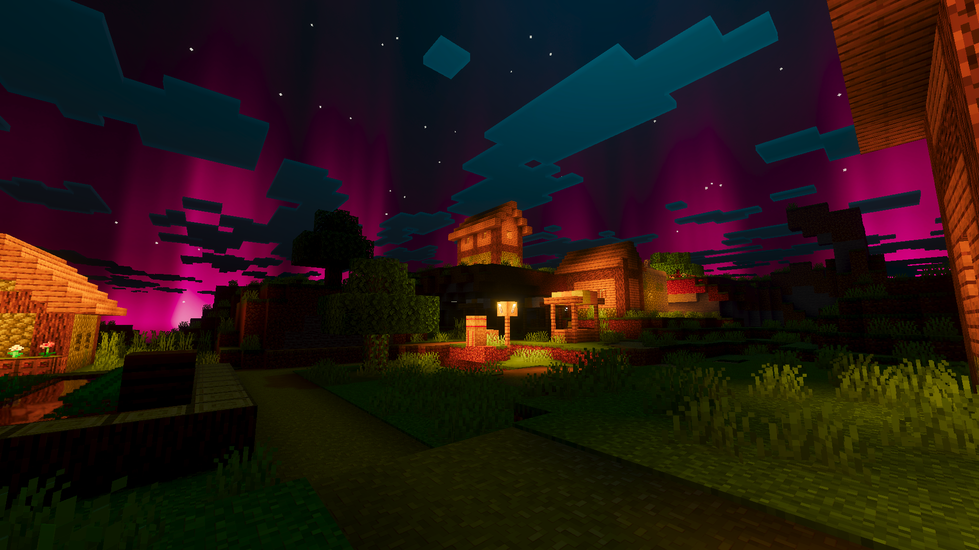 Village Night Aurora