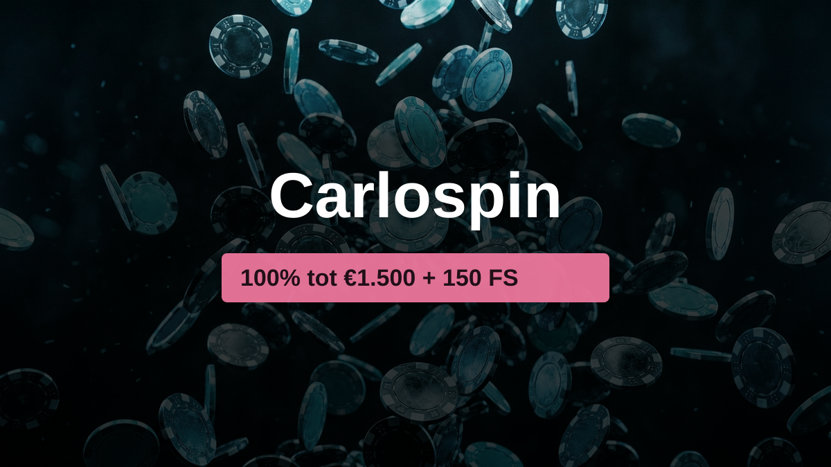 Carlospin casino — welkomstbonus 100% tot €1.500 + 150 FS, betalingen: Visa, Mastercard, iDEAL, Apple Pay, Google Pay