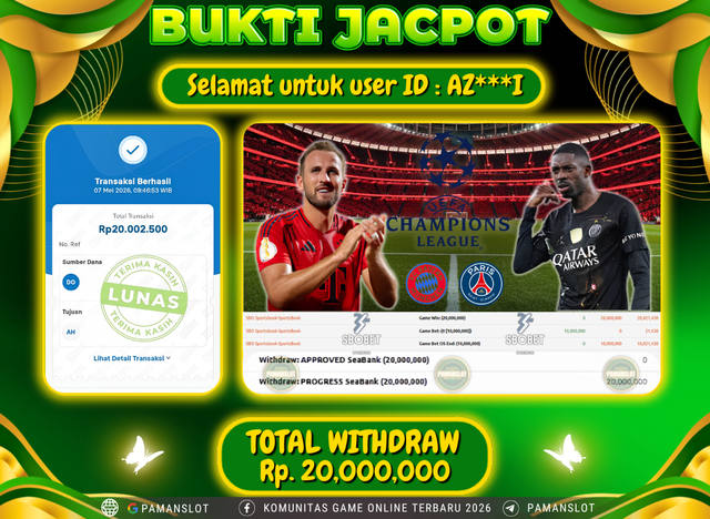 Selamat kepada Member PAMANSLOT SBO SPORTSBOOK - Football : AZ***I