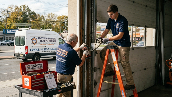 Garage door repair technicians at work in Totowa NJ