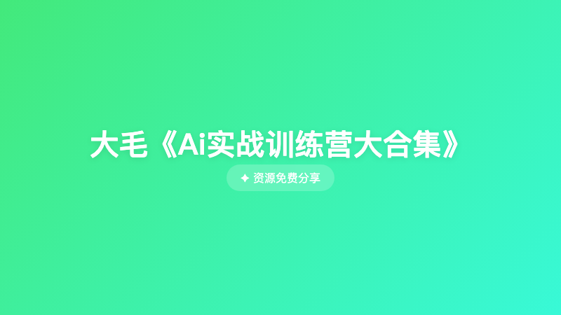 大毛《Ai实战训练营大合集》