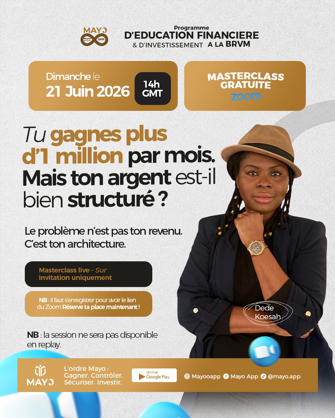 Masterclass · L'architecture des 6 comptes · 21 juin 2026