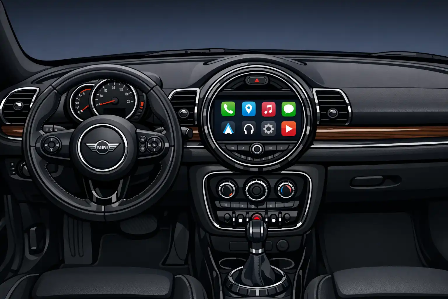 Intérieur Mini Clubman 2016 avant installation Android Auto