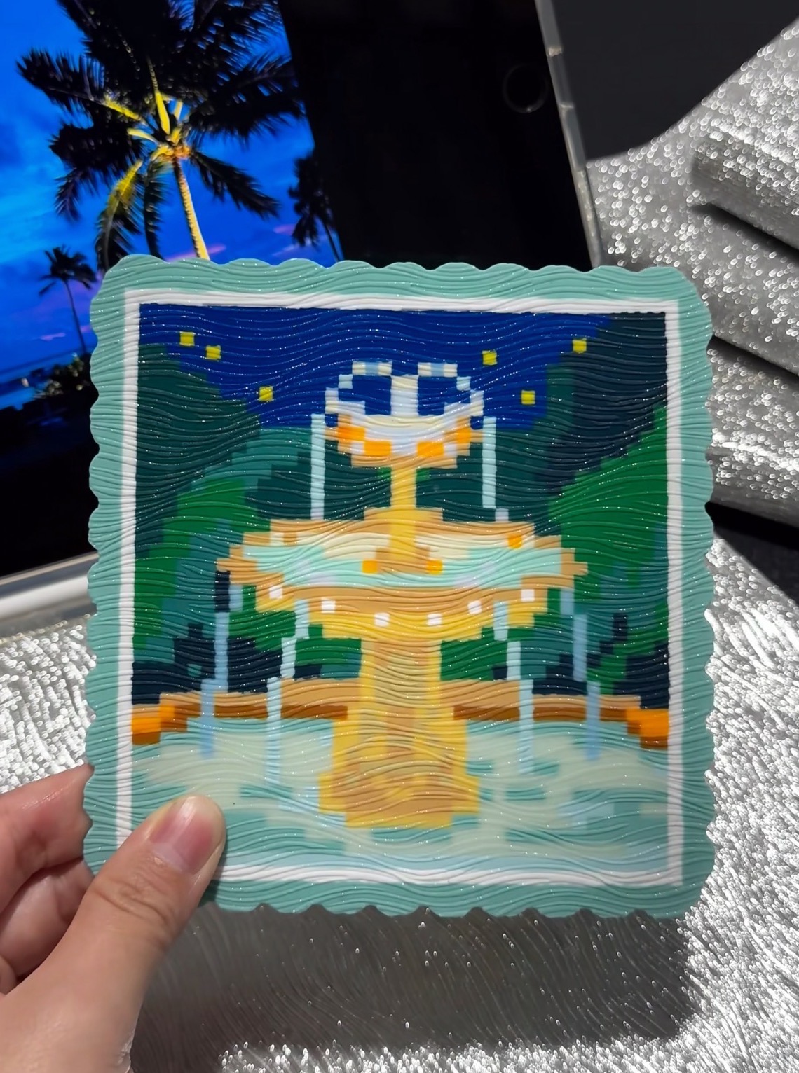 Cinderella ironing method on Perler beads combining soft matte base with subtle shimmer top layer for dreamy finish
