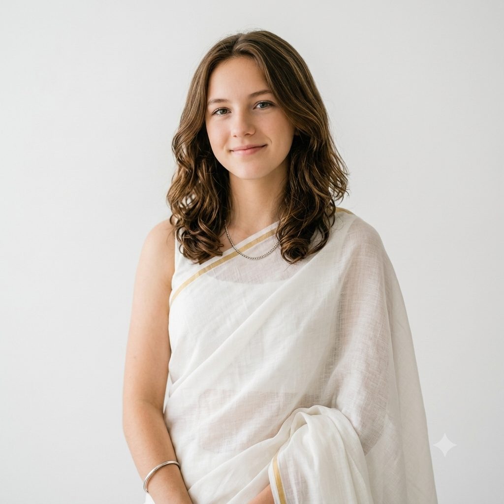 White Saree Portrait Copy Paste Prompt for AI Photos