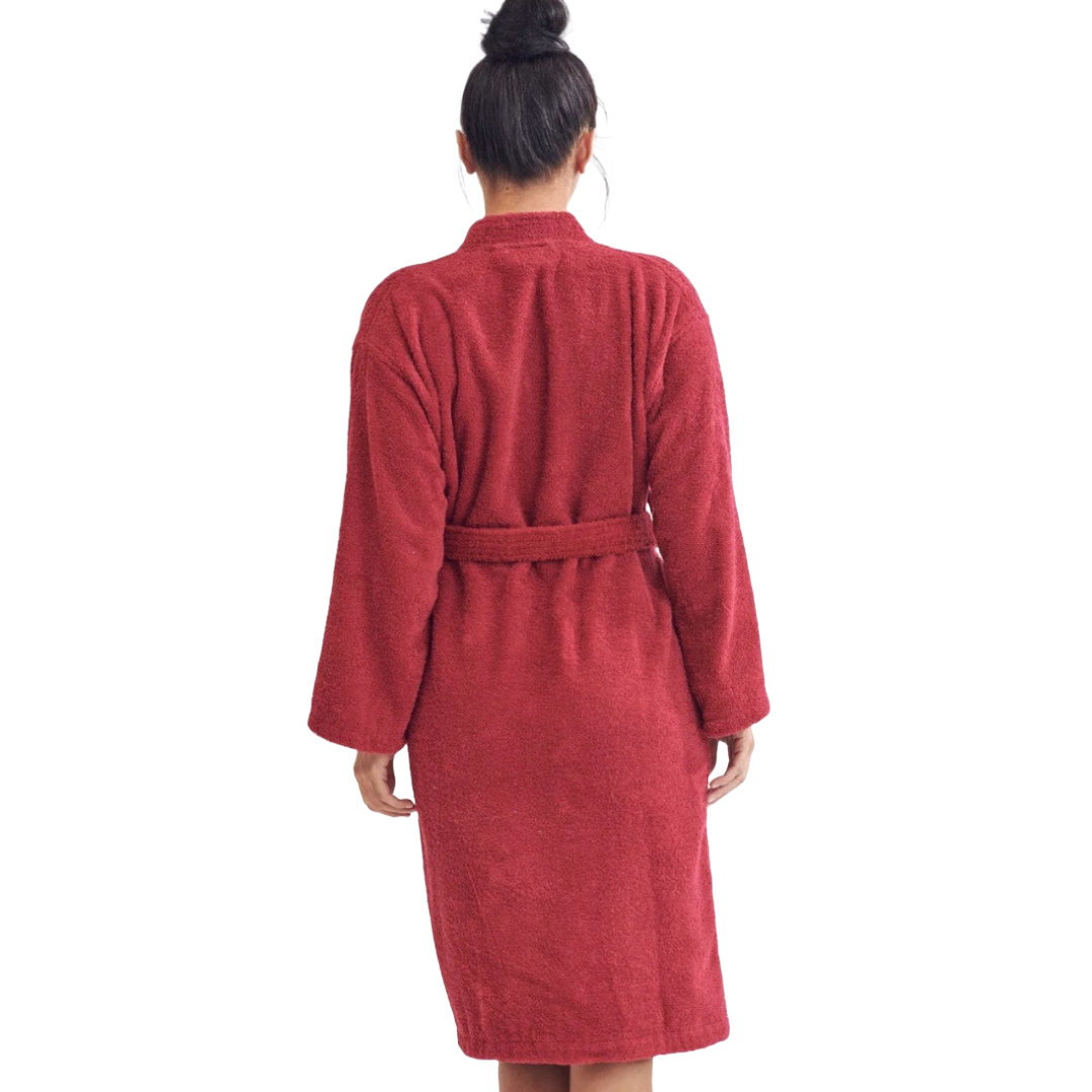 Women's 100% Cotton Terry SPA Bathrobe Red S/M view 3