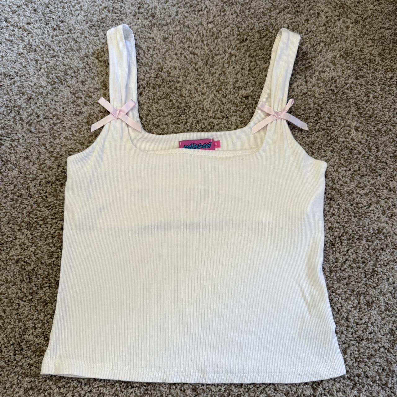 Edikted Women's White and Pink Vest